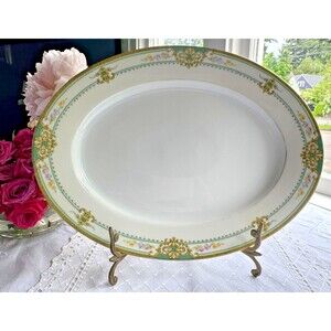 Czechoslovakia HWC14 Oval Serving Platter Germany Czech Gold Floral Fine China